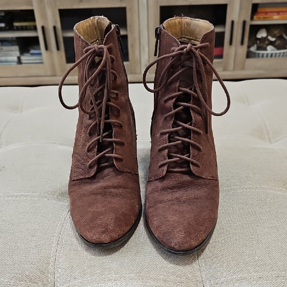 Brown Lace-Up Ankle Boots